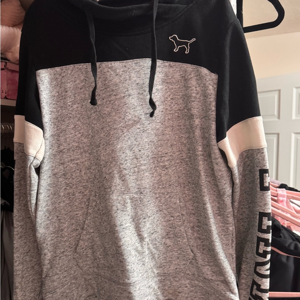 PINK Black and Gray Hoodie with Dog Logo